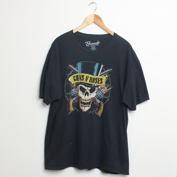 Guns N Roses Shirt Men 2X Black Bravado Skull Rock Band Tee - Picture 1 of 8